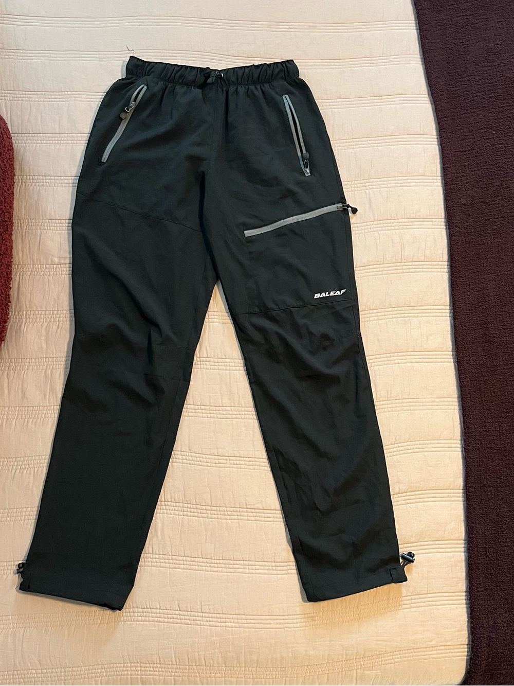Baleaf Women’s Black Outdoor Softshell Joggers Reflective Zips Pockets